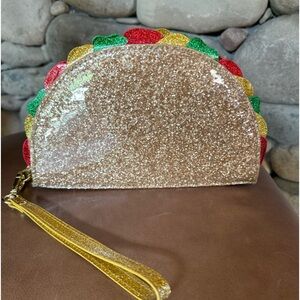 Charming Charlie Glitter Taco Clutch purse wristlet